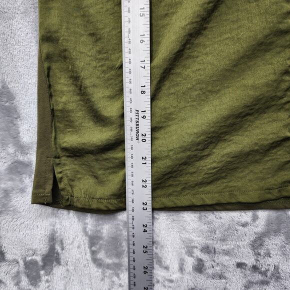 Lindex Top Womens UK/US Small Green Sleeveless Pleat Shoulder V-Neck Silky Flowy - Picture 9 of 10